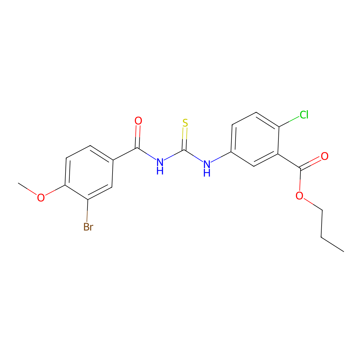 Propyl 5-[(3-bromo-4-methoxybenzoyl)carbamothioylamino]-2-chlorobenzoate molecular structure, CAS 433252-40-5