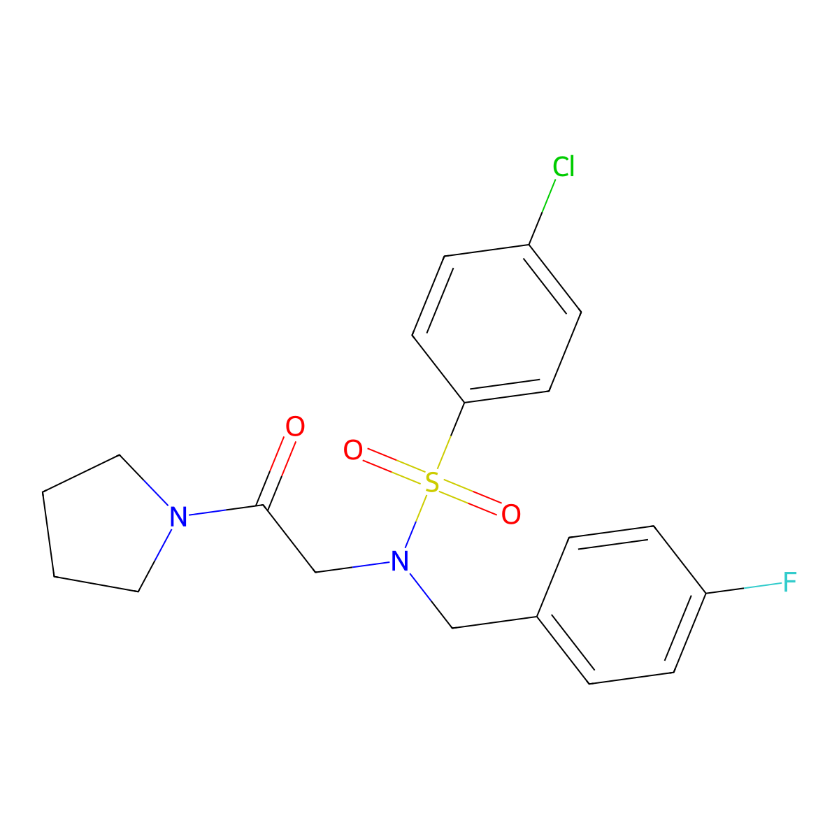4-chloro-N-(4-fluorobenzyl)-N-[2-oxo-2-(pyrrolidin-1-yl)ethyl]benzenesulfonamide molecular structure, CAS 433252-66-5