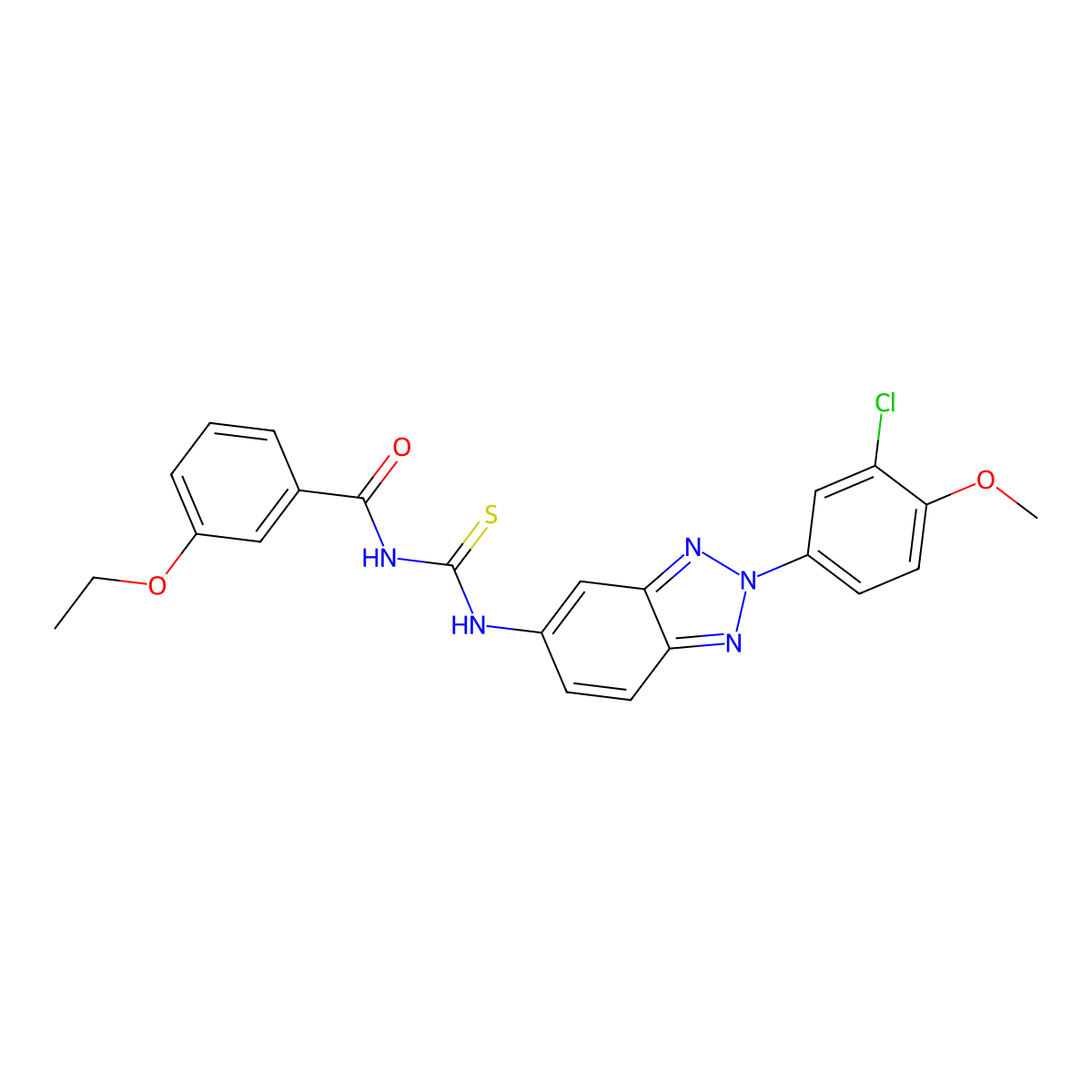 N-[[2-(3-chloro-4-methoxyphenyl)benzotriazol-5-yl]carbamothioyl]-3-ethoxybenzamide molecular structure, CAS 433252-71-2