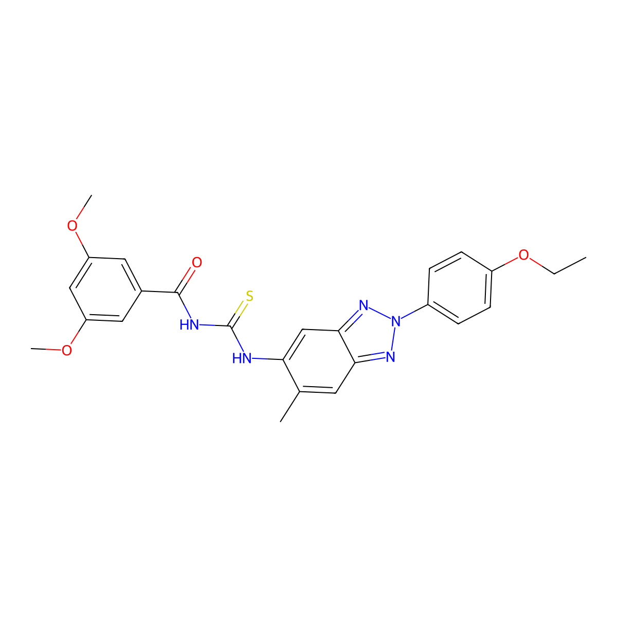 N-[[2-(4-ethoxyphenyl)-6-methylbenzotriazol-5-yl]carbamothioyl]-3,5-dimethoxybenzamide molecular structure, CAS 433252-76-7