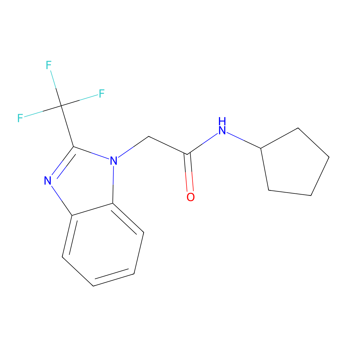 N-cyclopentyl-2-[2-(trifluoromethyl)-1H-benzimidazol-1-yl]acetamide molecular structure, CAS 433252-82-5
