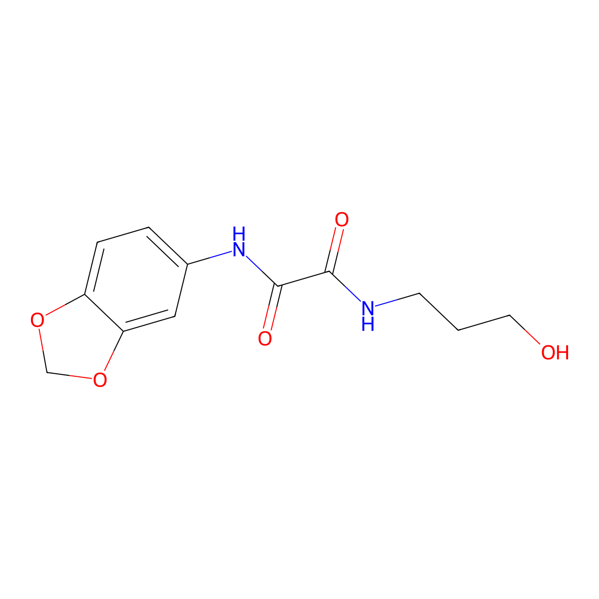 N1-(benzo[d][1,3]dioxol-5-yl)-N2-(3-hydroxypropyl)oxalamide molecular structure, CAS 433252-94-9