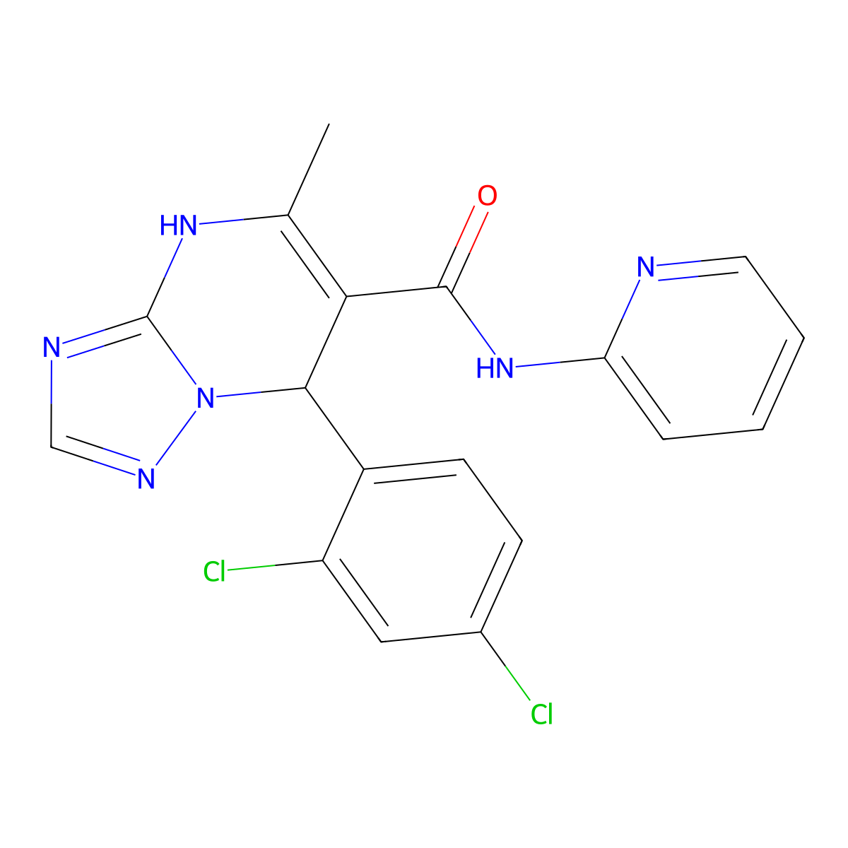 7-(2,4-dichlorophenyl)-5-methyl-N-(pyridin-2-yl)-4,7-dihydro-[1,2,4]triazolo[1,5-a]pyrimidine-6-carboxamide molecular structure, CAS 433253-05-5