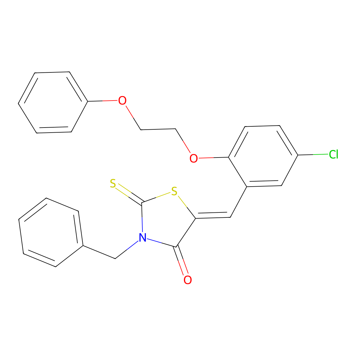 5-[[5-Chloro-2-(2-phenoxyethoxy)phenyl]methylene]-3-(phenylmethyl)-2-thioxo-4-thiazolidinone molecular structure, CAS 433253-12-4
