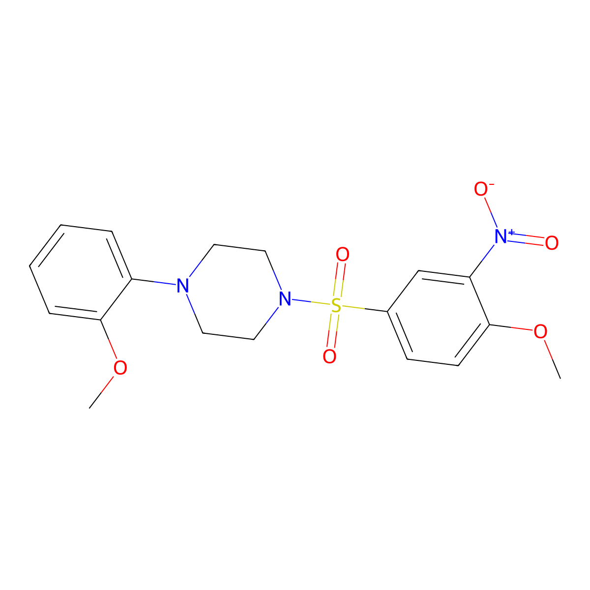 1-(4-Methoxy-3-nitrophenyl)sulfonyl-4-(2-methoxyphenyl)piperazine molecular structure, CAS 433253-21-5