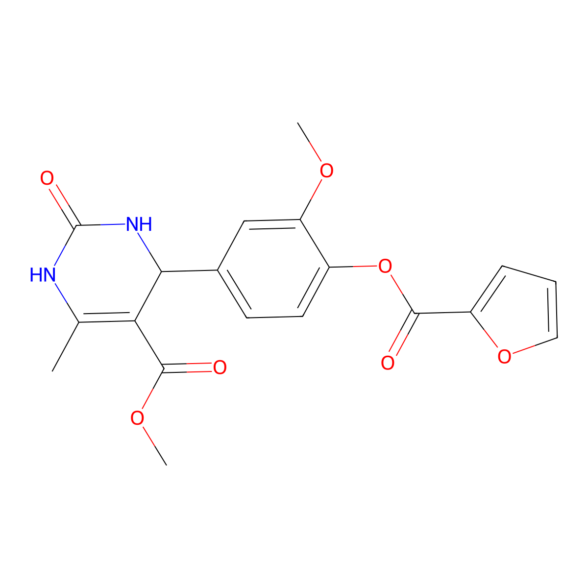 Methyl 4-[4-(furan-2-carbonyloxy)-3-methoxyphenyl]-6-methyl-2-oxo-1,2,3,4-tetrahydropyrimidine-5-carboxylate molecular structure, CAS 433253-26-0