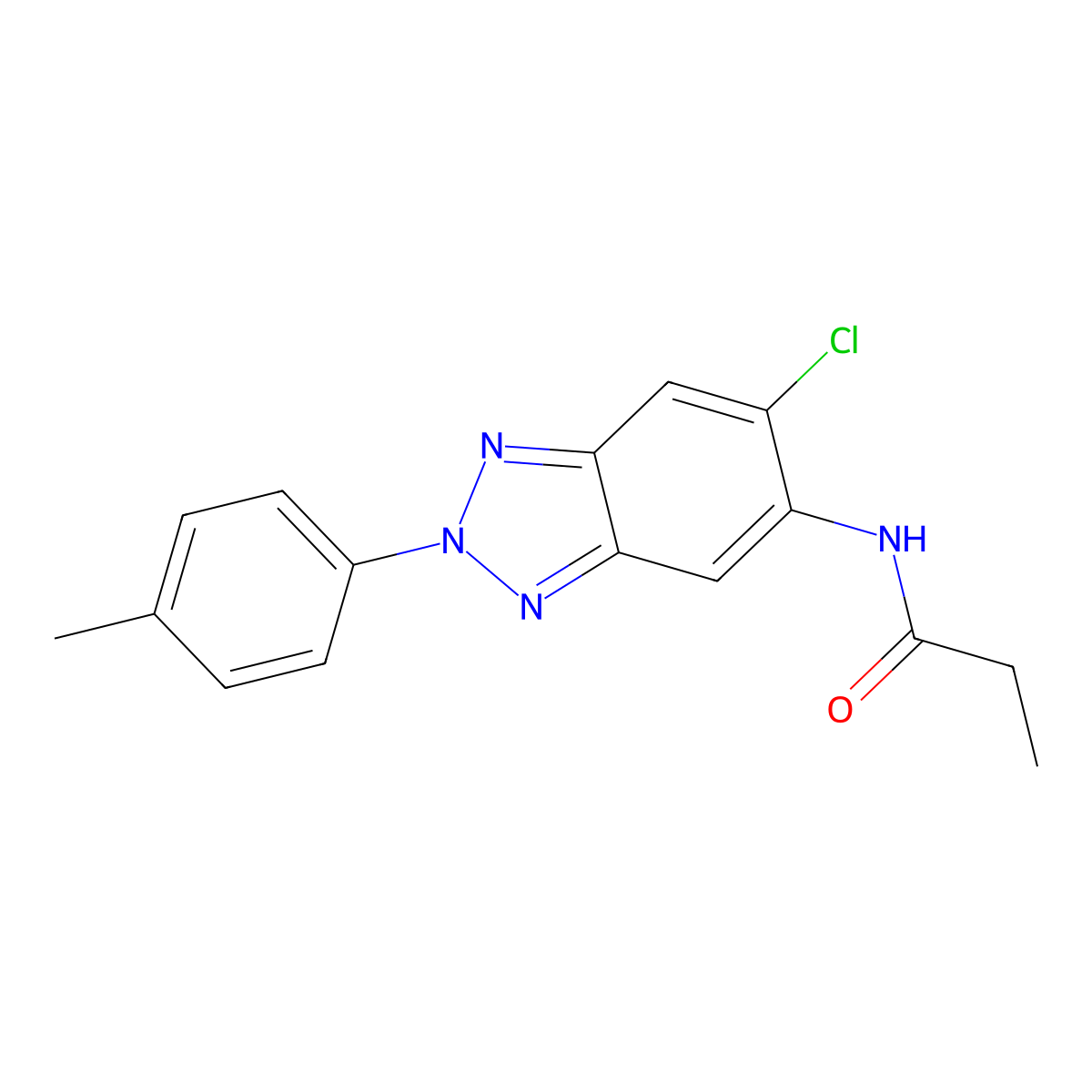 N-[6-chloro-2-(4-methylphenyl)benzotriazol-5-yl]propanamide molecular structure, CAS 433253-28-2