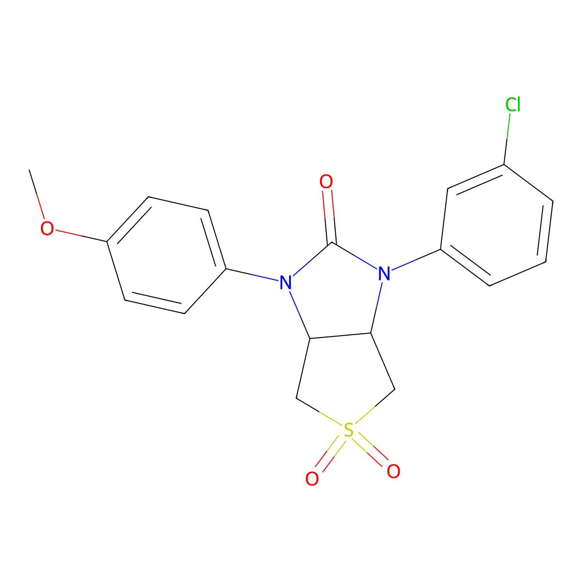 1-(3-chlorophenyl)-3-(4-methoxyphenyl)tetrahydro-1H-thieno[3,4-d]imidazol-2(3H)-one 5,5-dioxide molecular structure, CAS 433253-31-7
