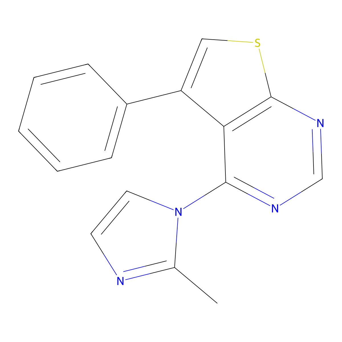 4-(2-methyl-1H-imidazol-1-yl)-5-phenylthieno[2,3-d]pyrimidine molecular structure, CAS 433253-43-1