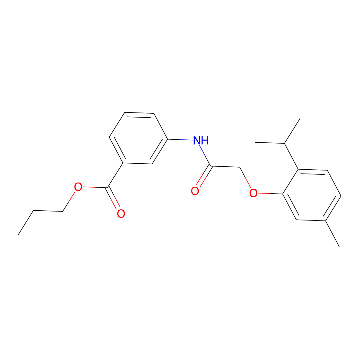 Propyl 3-{[(2-isopropyl-5-methylphenoxy)acetyl]amino}benzoate molecular structure, CAS 433253-71-5