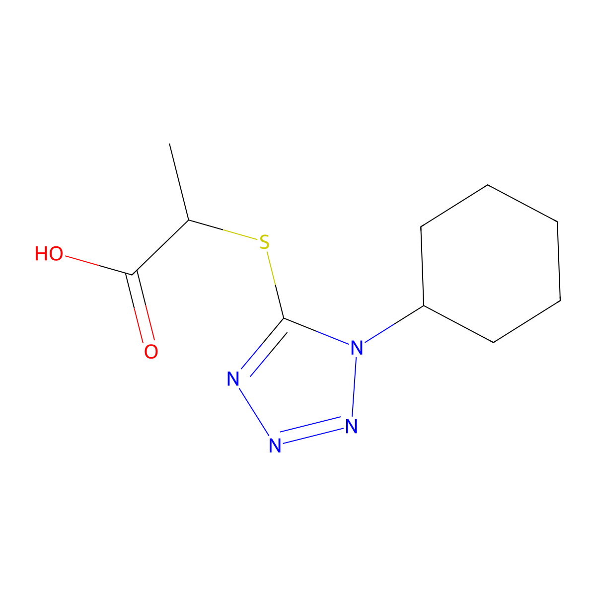 2-(1-Cyclohexyl-1H-tetrazol-5-ylsulfanyl)-propionic acid molecular structure, CAS 433253-83-9