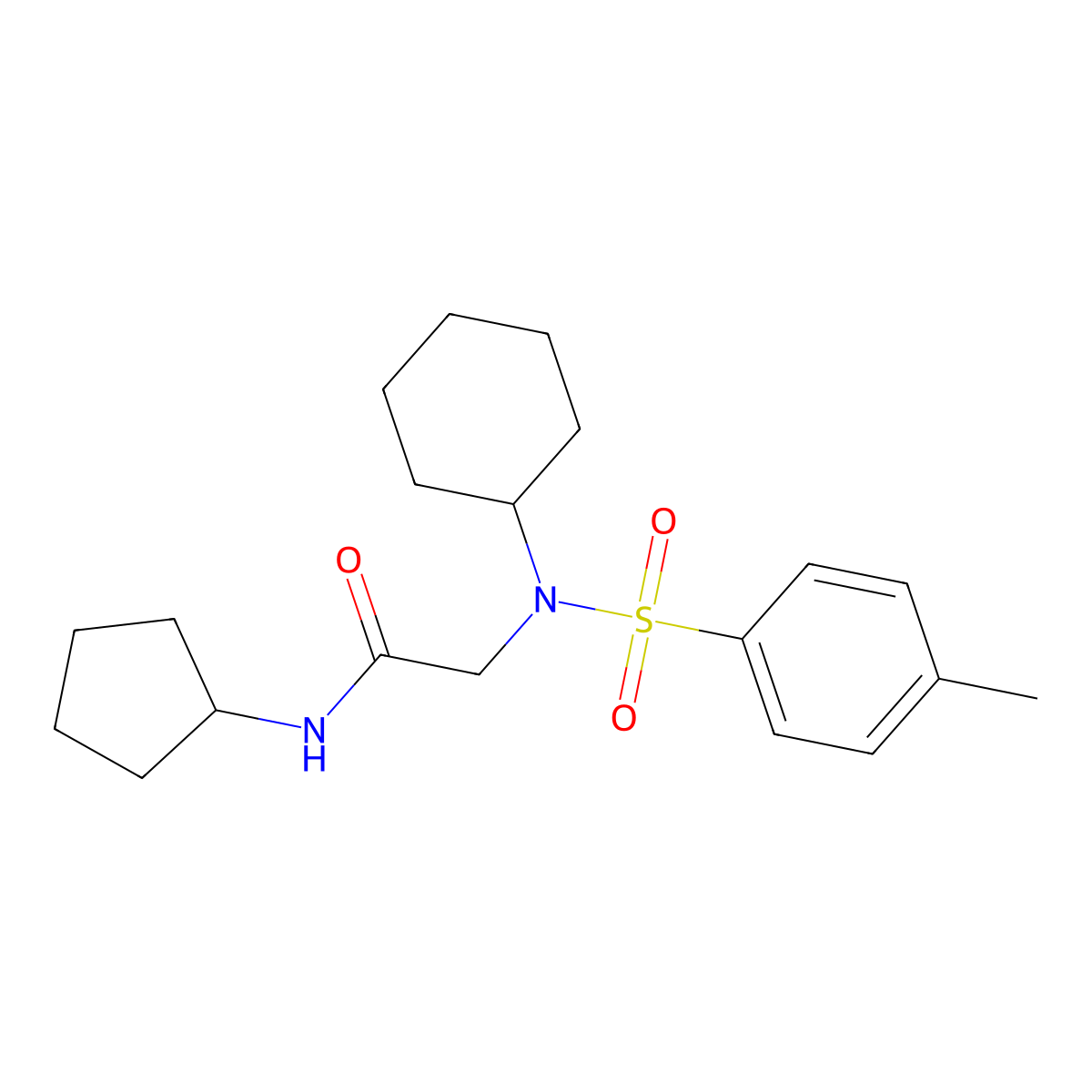 2-{cyclohexyl[(4-methylphenyl)sulfonyl]amino}-N-cyclopentylacetamide molecular structure, CAS 433253-85-1