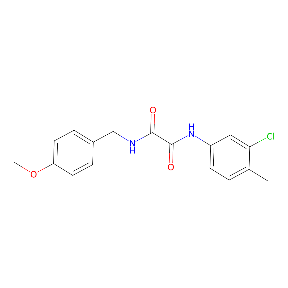 N'-(3-chloro-4-methylphenyl)-N-[(4-methoxyphenyl)methyl]oxamide molecular structure, CAS 433253-86-2