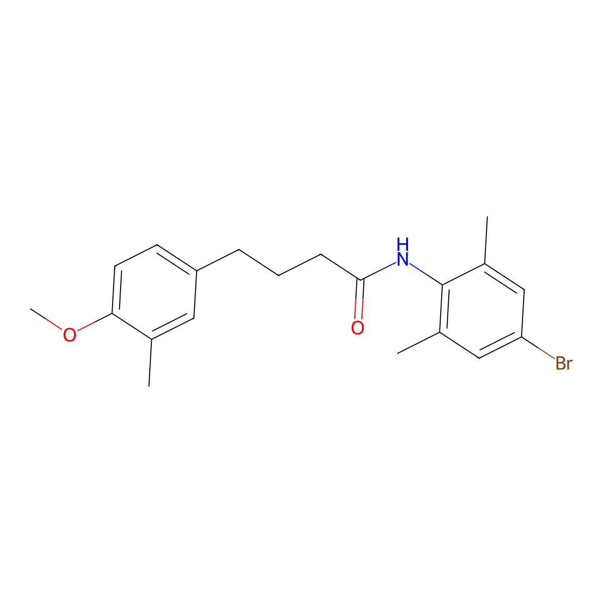 N-(4-bromo-2,6-dimethylphenyl)-4-(4-methoxy-3-methylphenyl)butanamide molecular structure, CAS 433253-88-4