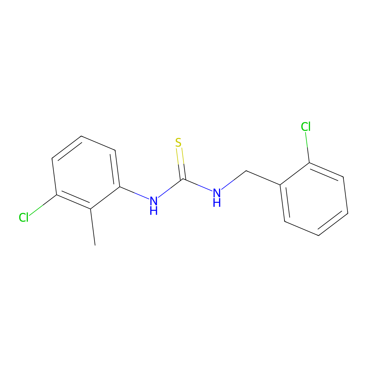 1-(2-Chlorobenzyl)-3-(3-chloro-2-methylphenyl)thiourea molecular structure, CAS 433254-13-8