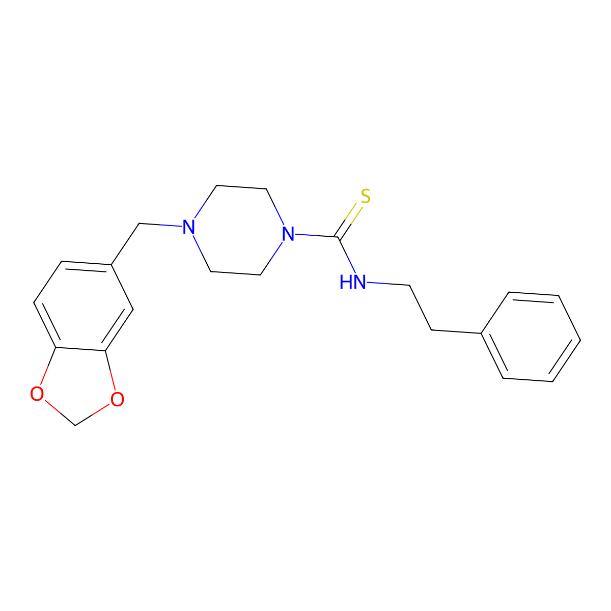 4-(1,3-benzodioxol-5-ylmethyl)-N-(2-phenylethyl)piperazine-1-carbothioamide molecular structure, CAS 433254-18-3