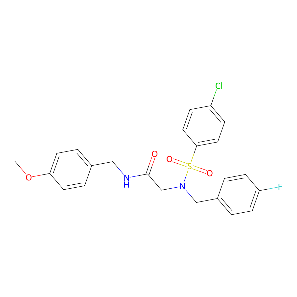 2-[(4-chlorophenyl)sulfonyl-[(4-fluorophenyl)methyl]amino]-N-[(4-methoxyphenyl)methyl]acetamide molecular structure, CAS 433254-34-3