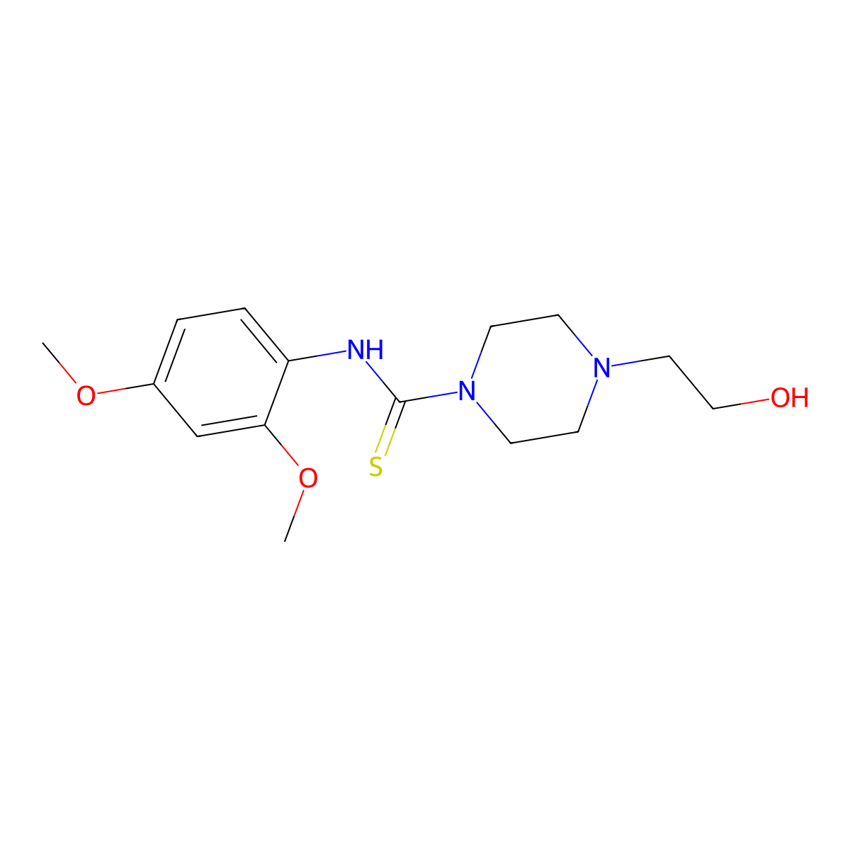 N-(2,4-dimethoxyphenyl)-4-(2-hydroxyethyl)piperazine-1-carbothioamide molecular structure, CAS 433254-45-6