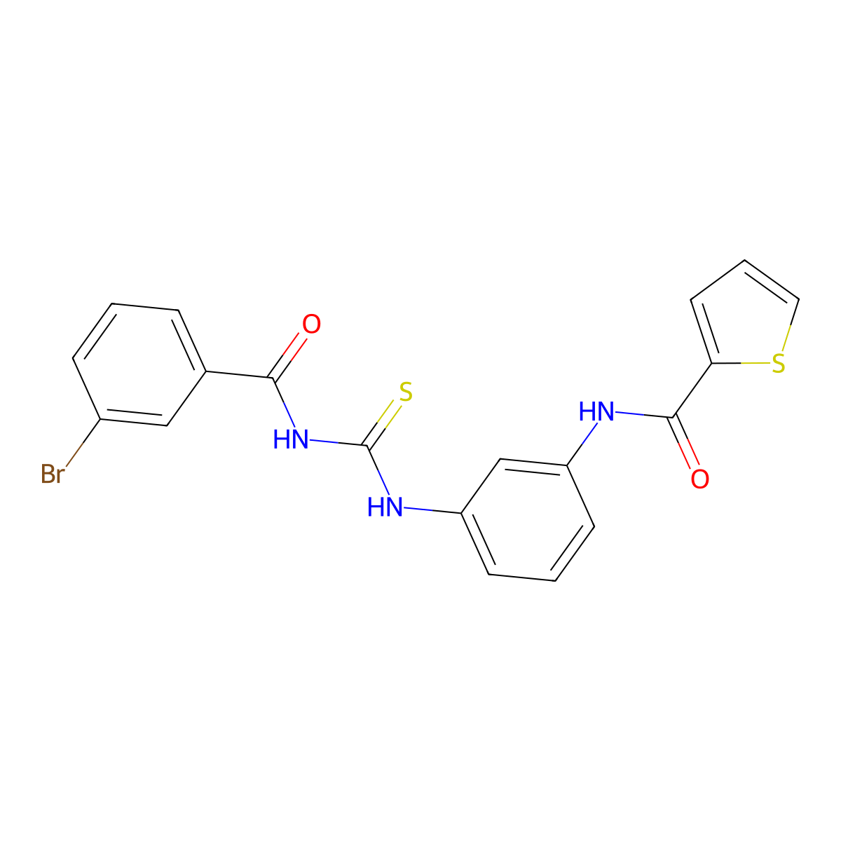 N-[3-[(3-bromobenzoyl)carbamothioylamino]phenyl]thiophene-2-carboxamide molecular structure, CAS 433254-83-2
