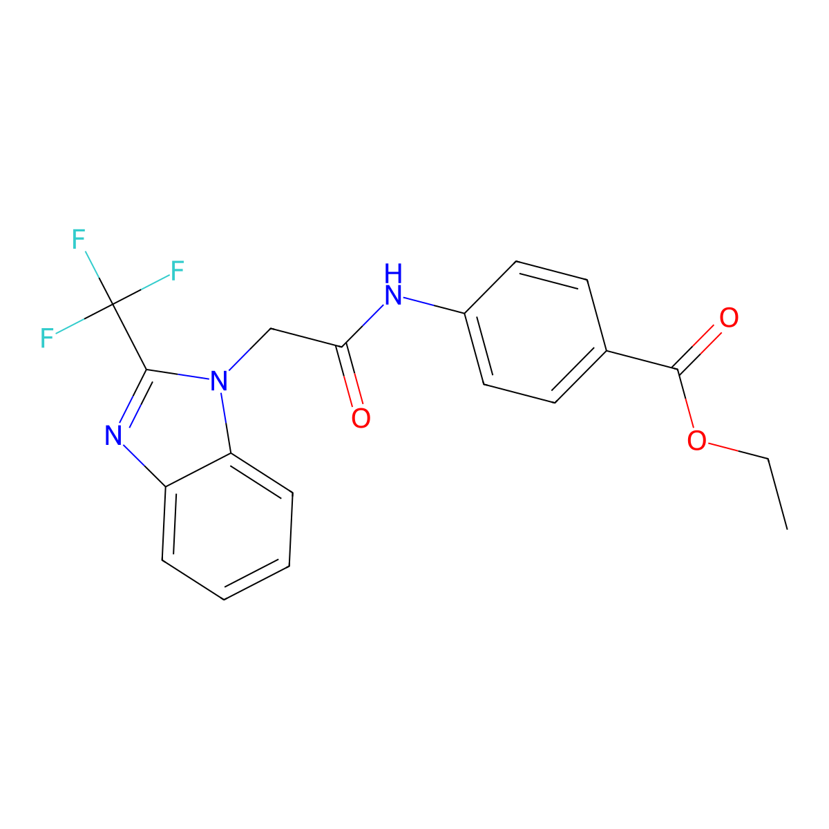 ethyl 4-({[2-(trifluoromethyl)-1H-benzimidazol-1-yl]acetyl}amino)benzoate molecular structure, CAS 433254-85-4