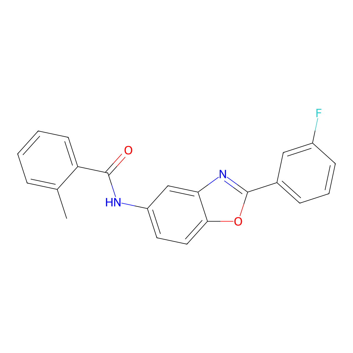 N-[2-(3-fluorophenyl)-1,3-benzoxazol-5-yl]-2-methylbenzamide molecular structure, CAS 433255-00-6