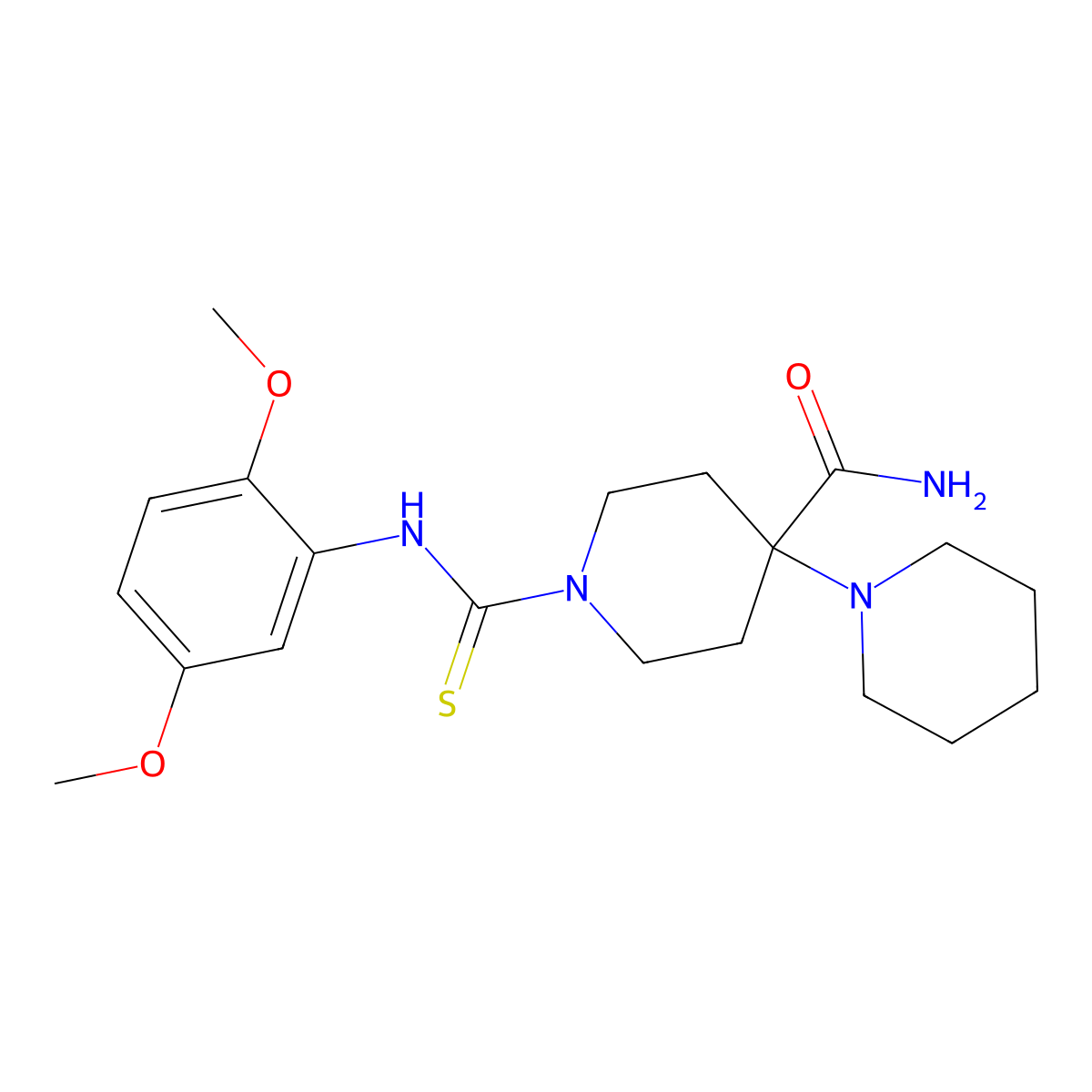 1-{[(2,5-Dimethoxyphenyl)amino]thioxomethyl}-4-piperidylpiperidine-4-carboxami de molecular structure, CAS 433255-08-4