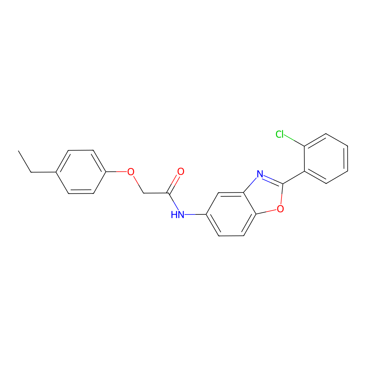N-[2-(2-chlorophenyl)-1,3-benzoxazol-5-yl]-2-(4-ethylphenoxy)acetamide molecular structure, CAS 433255-24-4