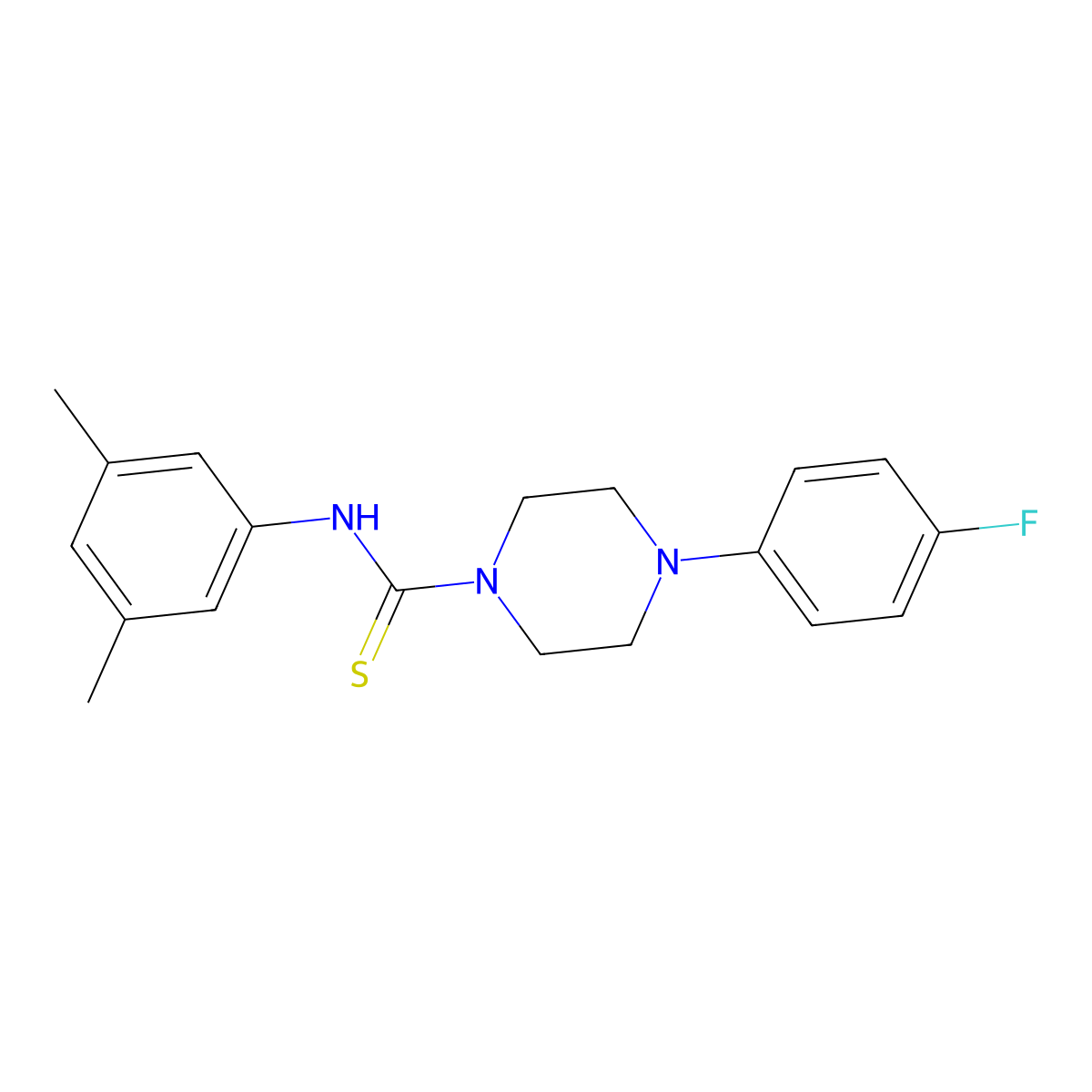 N-(3,5-dimethylphenyl)-4-(4-fluorophenyl)piperazine-1-carbothioamide molecular structure, CAS 433255-40-4