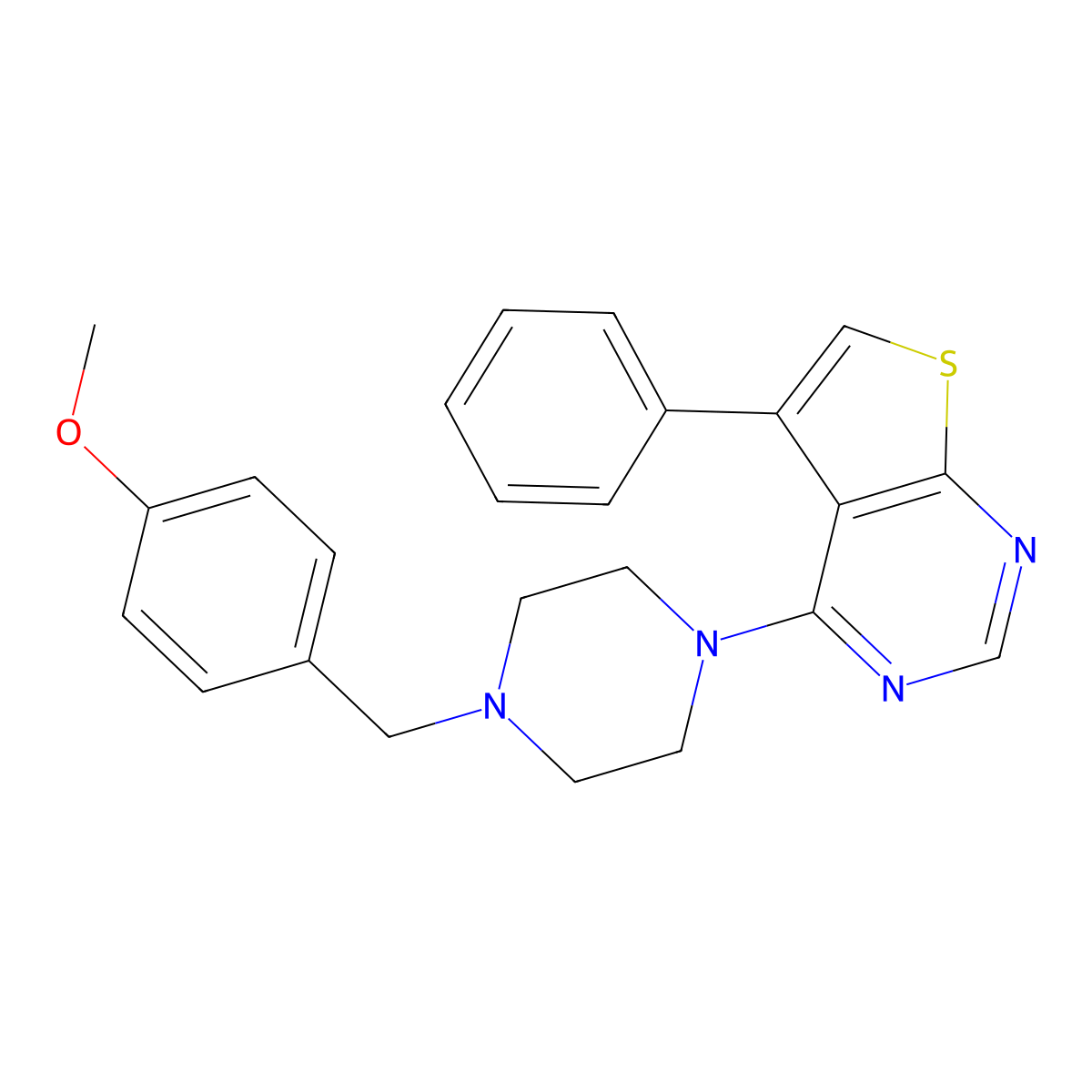 4-[4-(4-Methoxybenzyl)piperazin-1-yl]-5-phenylthieno[2,3-d]pyrimidine molecular structure, CAS 433255-71-1