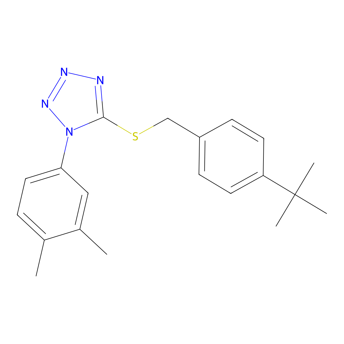 5-[(4-Tert-butylphenyl)methylsulfanyl]-1-(3,4-dimethylphenyl)tetrazole molecular structure, CAS 433255-72-2