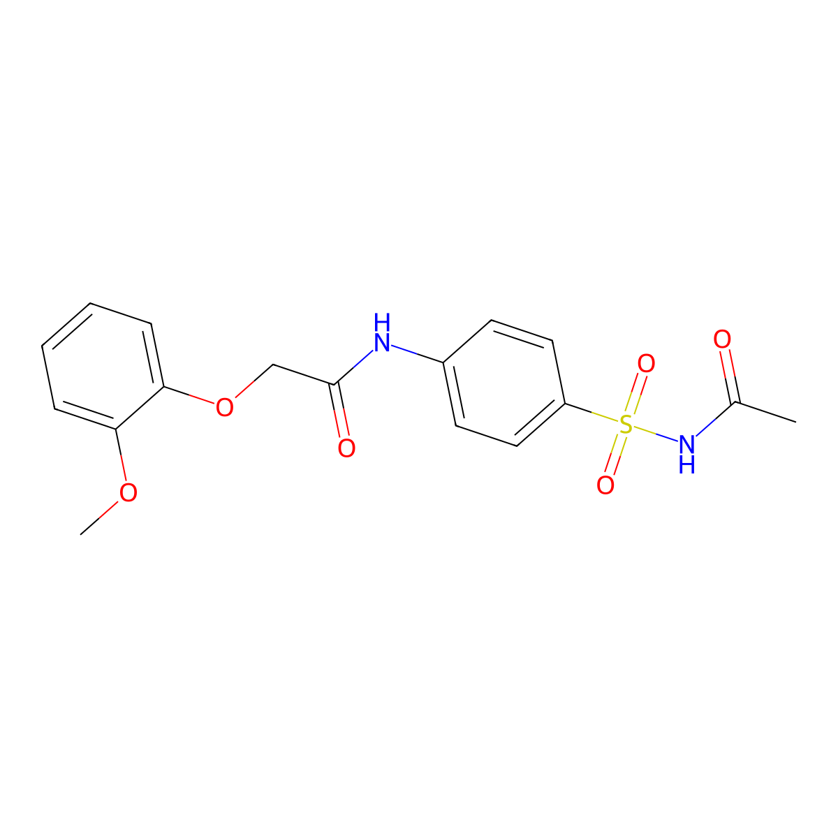 N-[4-(acetylsulfamoyl)phenyl]-2-(2-methoxyphenoxy)acetamide molecular structure, CAS 433255-78-8