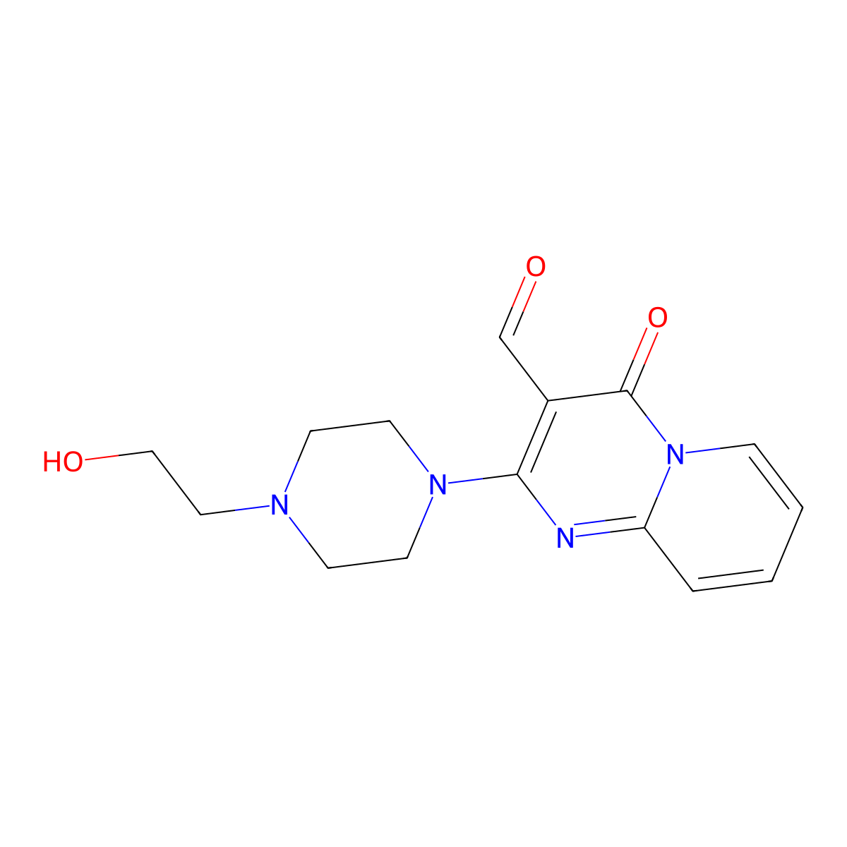2-[4-(2-hydroxyethyl)piperazin-1-yl]-4-oxo-4H-pyrido[1,2-a]pyrimidine-3-carbaldehyde molecular structure, CAS 433255-97-1