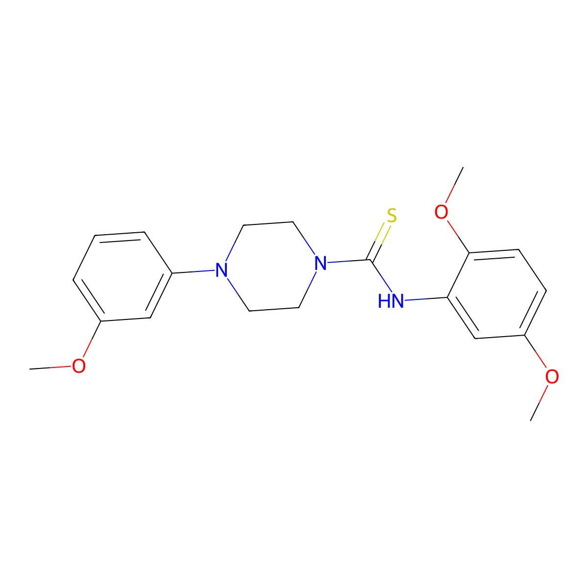 N-(2,5-dimethoxyphenyl)-4-(3-methoxyphenyl)piperazine-1-carbothioamide molecular structure, CAS 433256-00-9