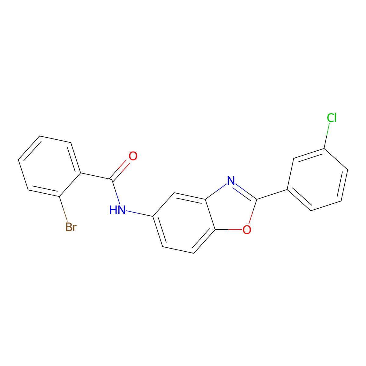2-bromo-N-[2-(3-chlorophenyl)-1,3-benzoxazol-5-yl]benzamide molecular structure, CAS 433256-16-7