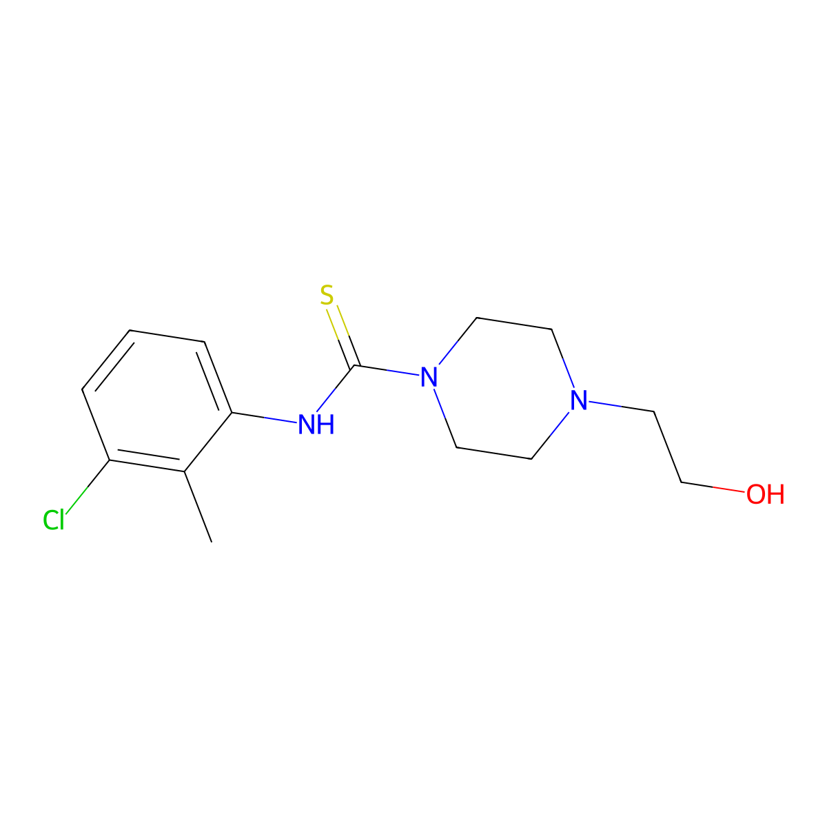 N-(3-chloro-2-methylphenyl)-4-(2-hydroxyethyl)piperazine-1-carbothioamide molecular structure, CAS 433256-21-4