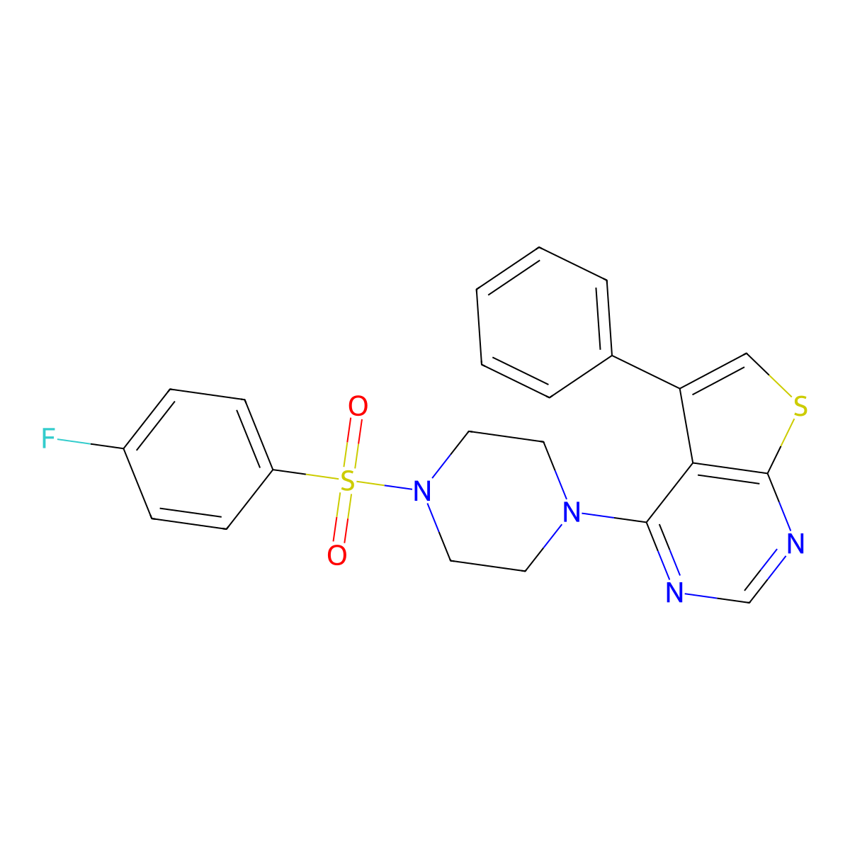 4-(4-((4-Fluorophenyl)sulfonyl)piperazin-1-yl)-5-phenylthieno[2,3-d]pyrimidine molecular structure, CAS 433256-32-7