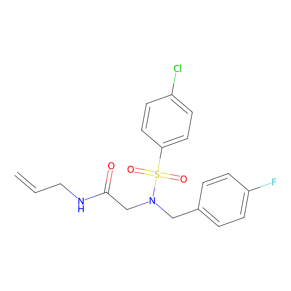 2-[(4-chlorophenyl)sulfonyl-[(4-fluorophenyl)methyl]amino]-N-prop-2-enylacetamide molecular structure, CAS 433256-41-8