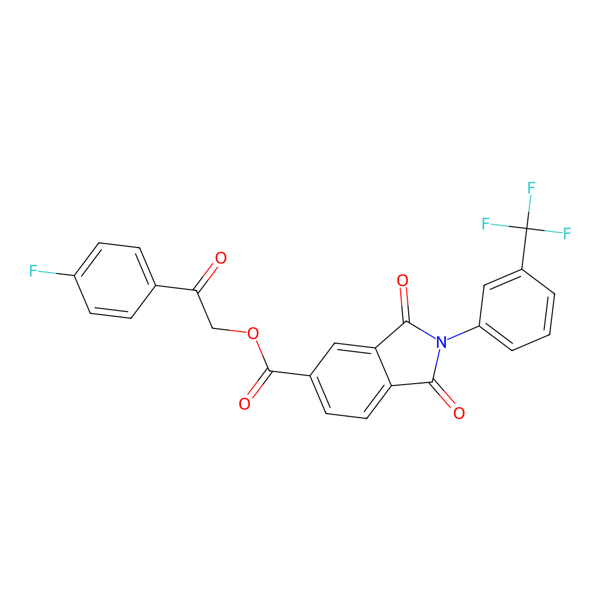 2-(4-fluorophenyl)-2-oxoethyl 1,3-dioxo-2-[3-(trifluoromethyl)phenyl]-2,3-dihydro-1H-isoindole-5-carboxylate molecular structure, CAS 433256-48-5