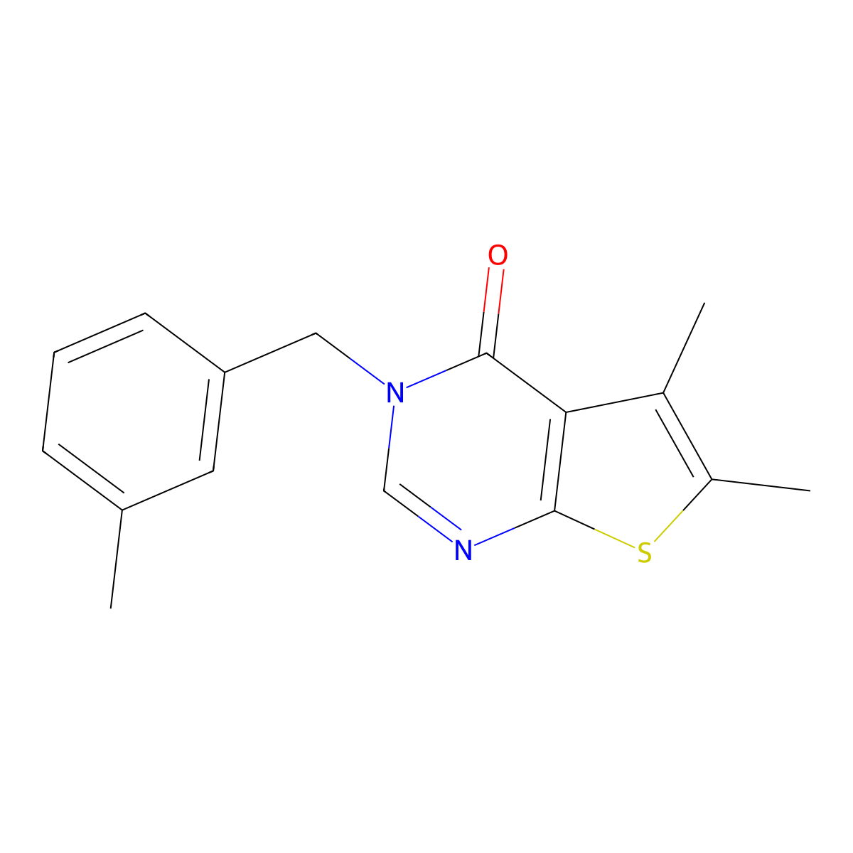 5,6-Dimethyl-3-[(3-methylphenyl)methyl]thieno[2,3-d]pyrimidin-4-one molecular structure, CAS 433256-51-0