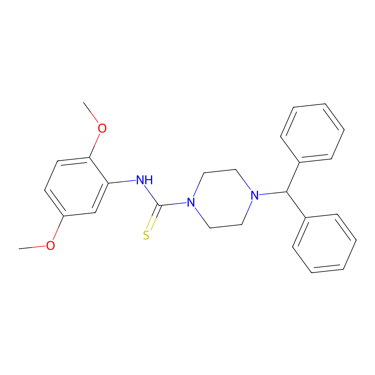 4-benzhydryl-N-(2,5-dimethoxyphenyl)piperazine-1-carbothioamide molecular structure, CAS 433256-73-6