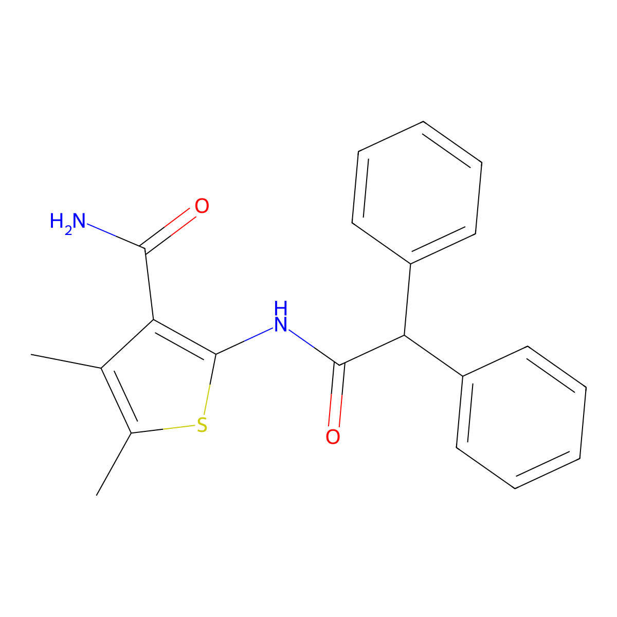 2-(2,2-Diphenylacetamido)-4,5-dimethylthiophene-3-carboxamide molecular structure, CAS 433256-80-5