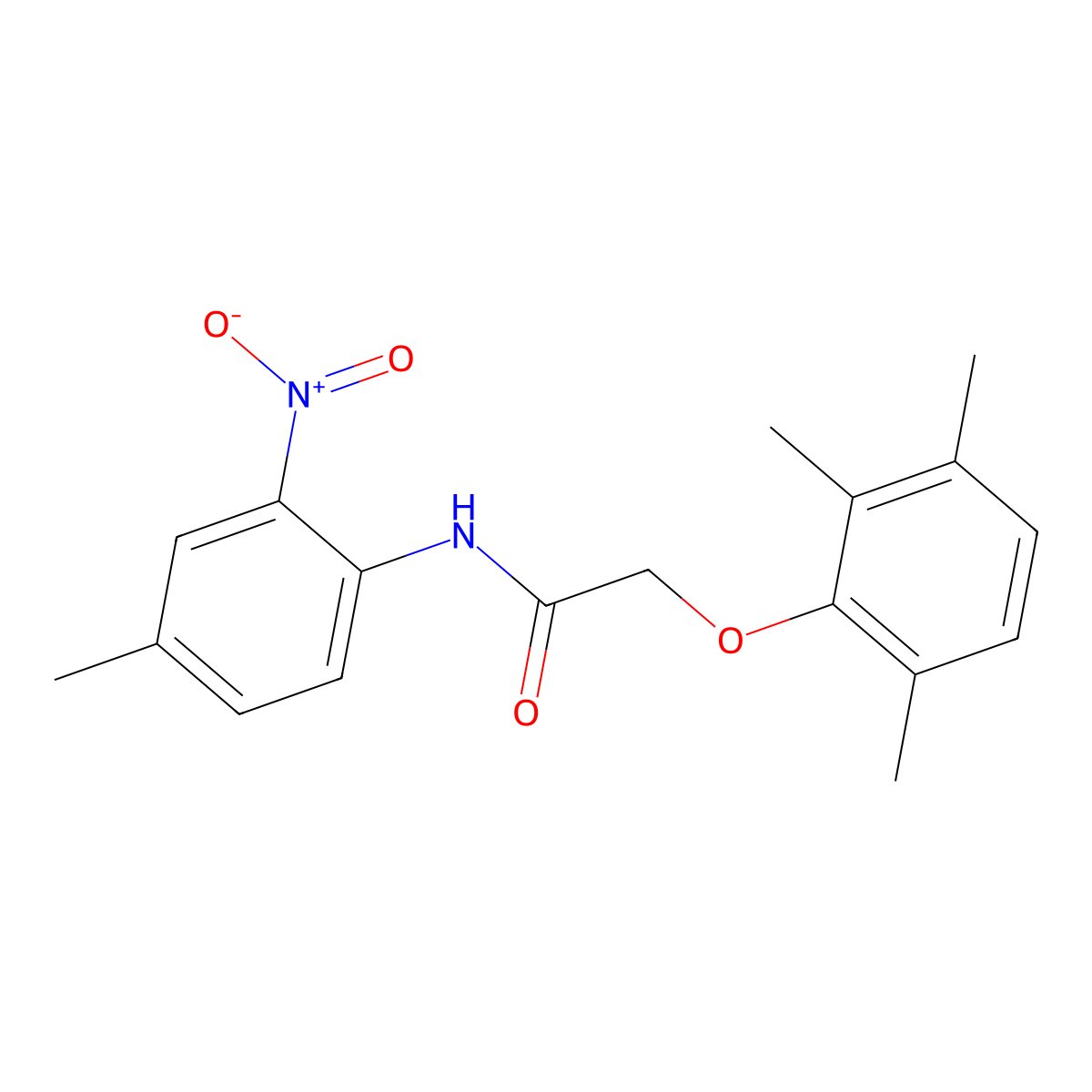 N-{2-nitro-4-methylphenyl}-2-(2,3,6-trimethylphenoxy)acetamide molecular structure, CAS 433256-85-0