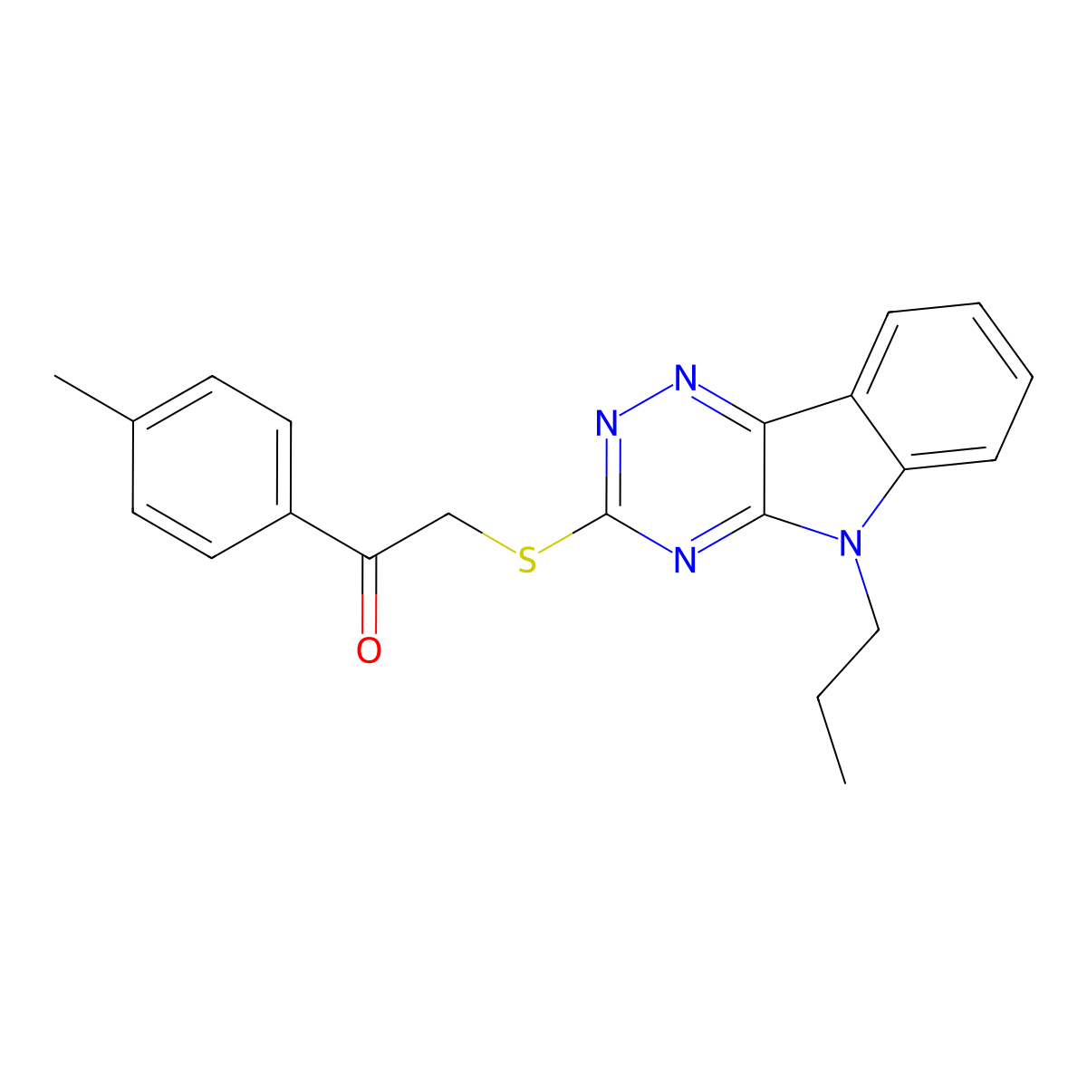 1-(4-Methylphenyl)-2-[(5-propyl-[1,2,4]triazino[5,6-b]indol-3-yl)sulfanyl]ethanone molecular structure, CAS 433256-88-3
