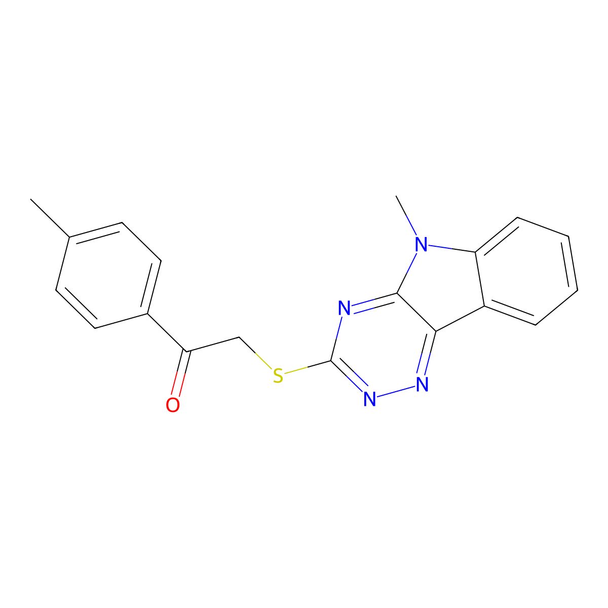 1-(4-Methylphenyl)-2-[(5-methyl-[1,2,4]triazino[5,6-b]indol-3-yl)sulfanyl]ethanone molecular structure, CAS 433257-05-7
