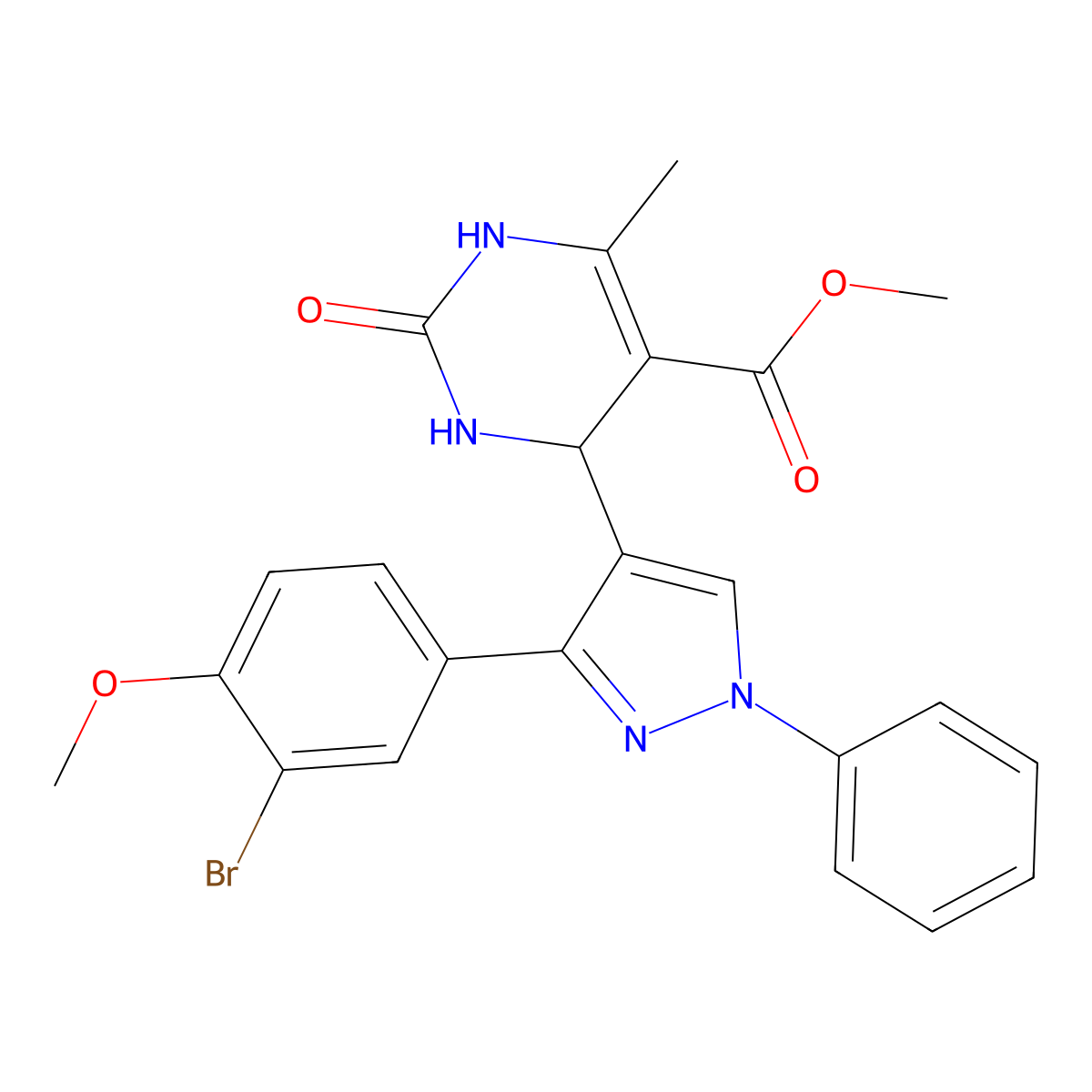 methyl 4-[3-(3-bromo-4-methoxyphenyl)-1-phenyl-1H-pyrazol-4-yl]-6-methyl-2-oxo-1,2,3,4-tetrahydropyrimidine-5-carboxylate molecular structure, CAS 433257-08-0