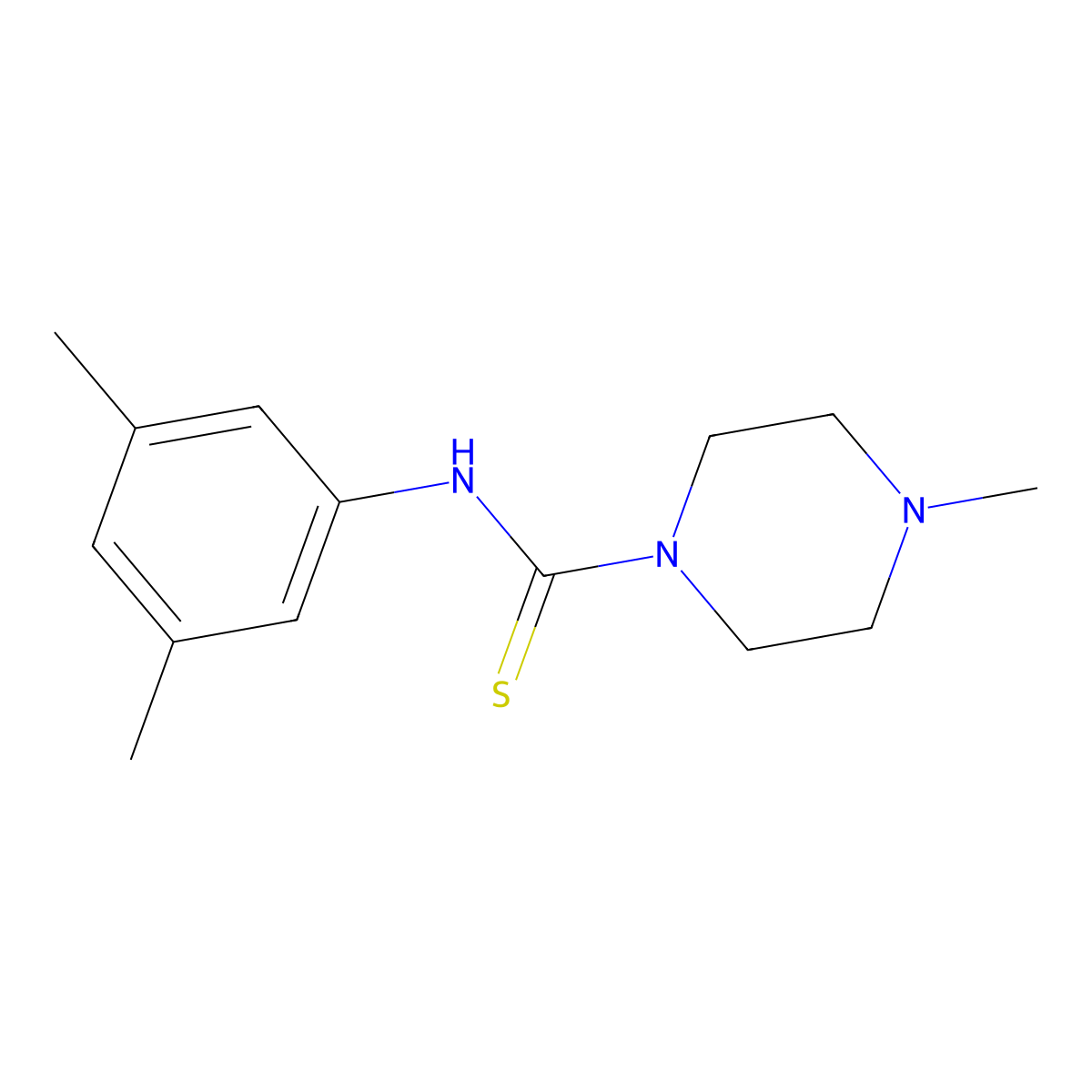 N-(3,5-dimethylphenyl)-4-methylpiperazine-1-carbothioamide molecular structure, CAS 433257-81-9