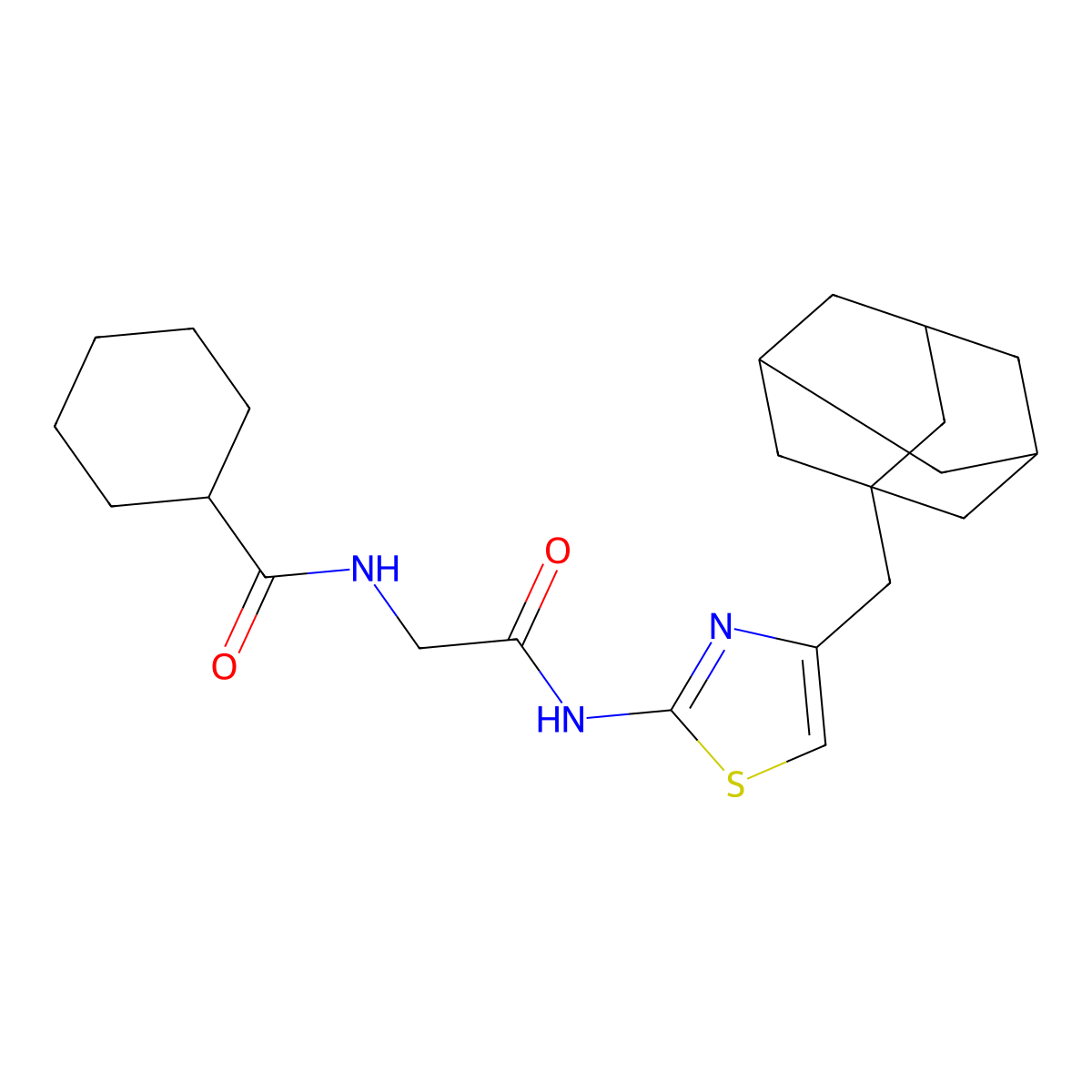N-{4-[(adamantan-1-yl)methyl]-1,3-thiazol-2-yl}-2-(cyclohexylformamido)acetamide molecular structure, CAS 433257-82-0