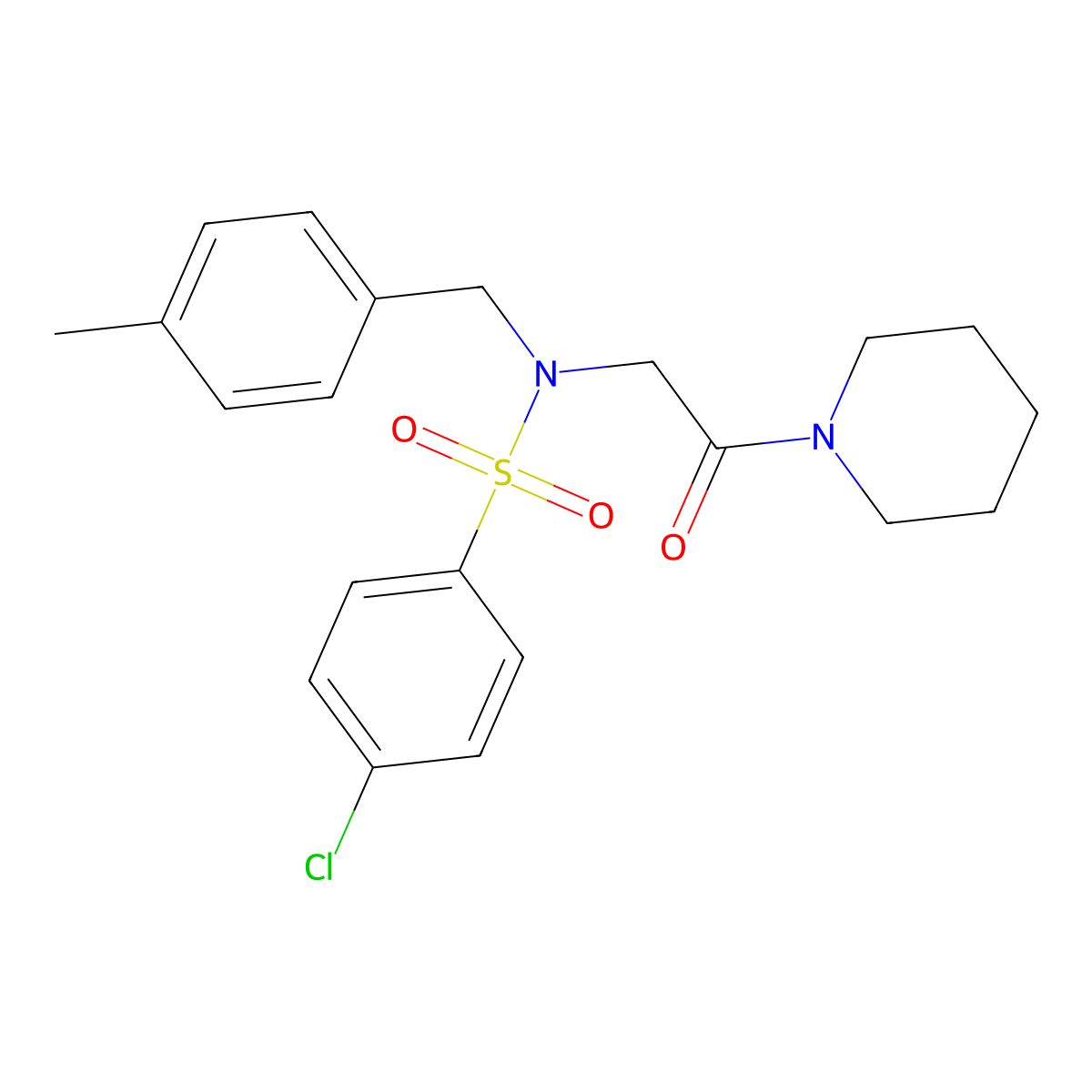 4-chloro-N-(4-methylbenzyl)-N-[2-oxo-2-(piperidin-1-yl)ethyl]benzenesulfonamide molecular structure, CAS 433258-02-7