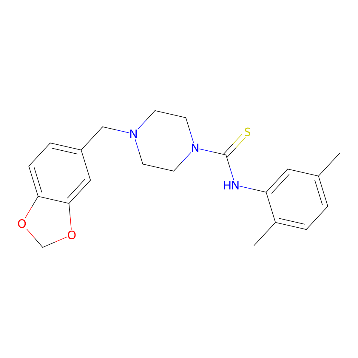 4-(1,3-benzodioxol-5-ylmethyl)-N-(2,5-dimethylphenyl)piperazine-1-carbothioamide molecular structure, CAS 433258-10-7