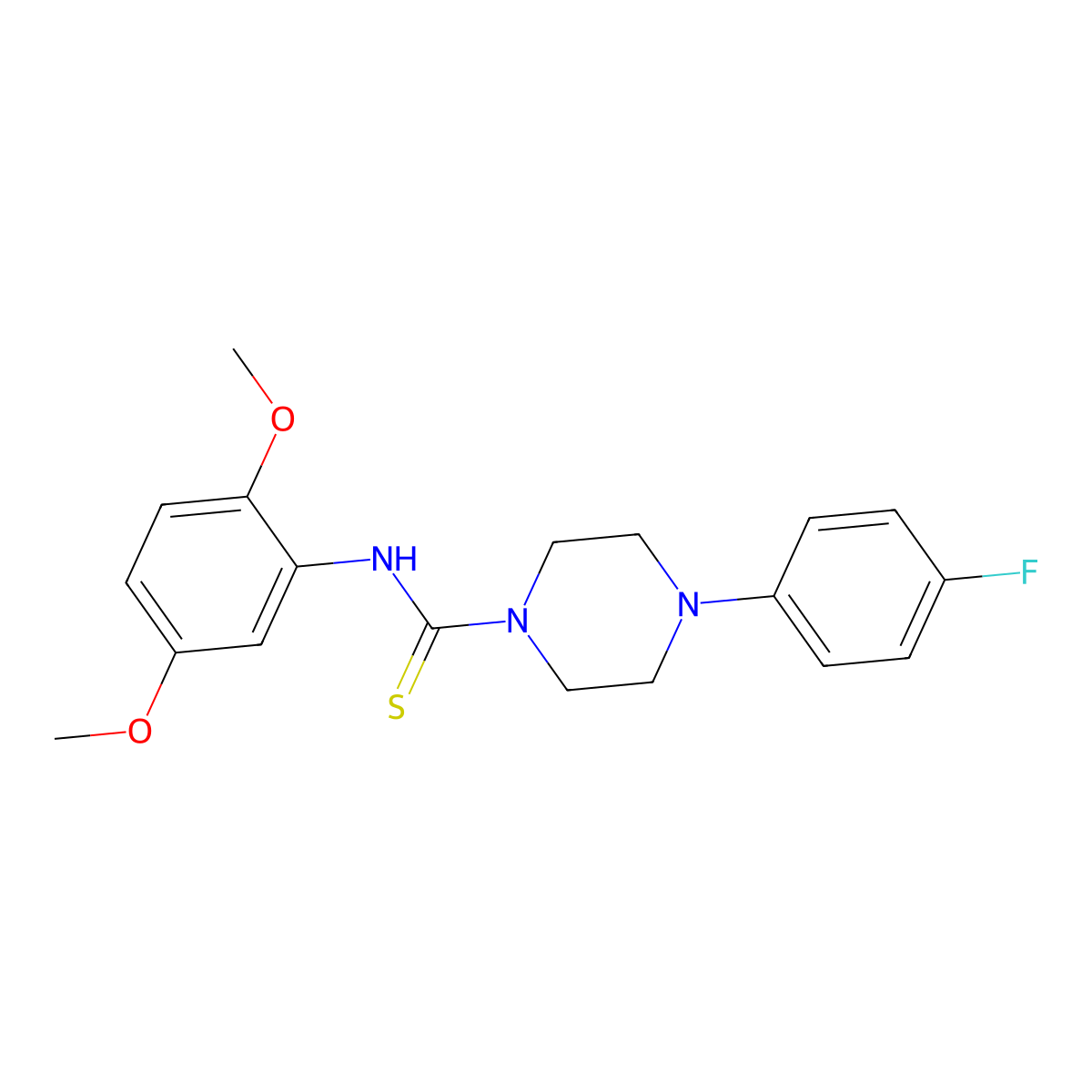 N-(2,5-dimethoxyphenyl)-4-(4-fluorophenyl)piperazine-1-carbothioamide molecular structure, CAS 433258-16-3